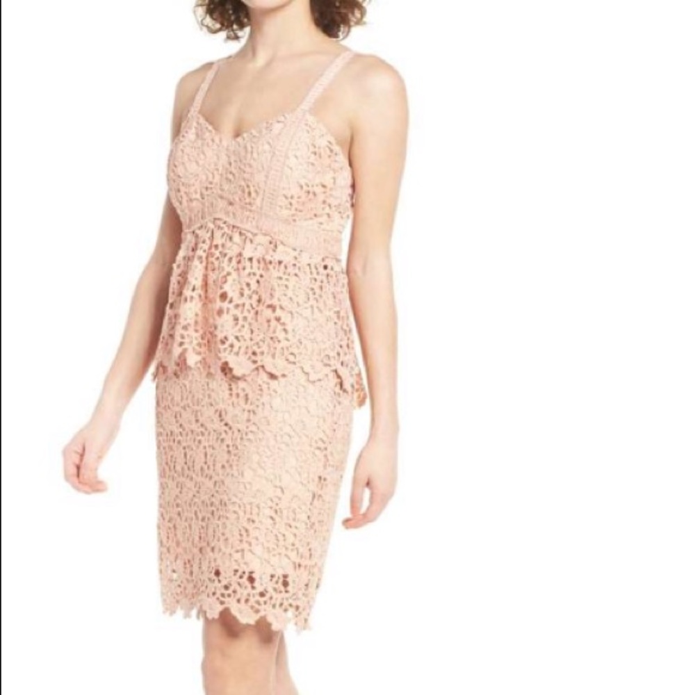 J.O.A. Ruffle Lace Bodycon Dress - Blush Pink